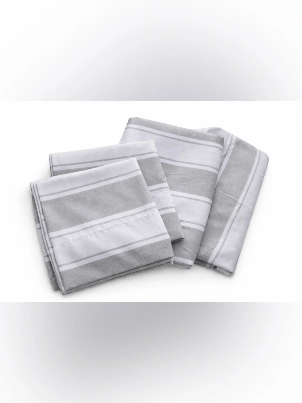 Waterfront King Sheet Set Gray White Stripe Polyester Bedding Modern Neutral